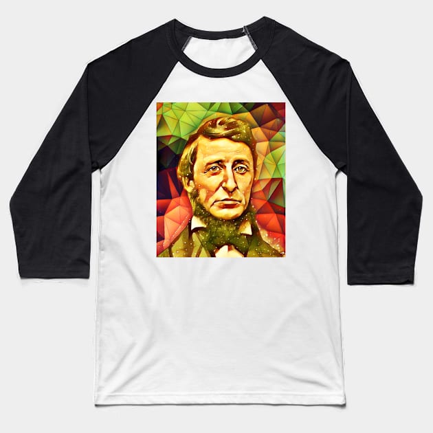 Henry David Thoreau Snow Portrait | Henry David Thoreau Artwork 9 Baseball T-Shirt by JustLit